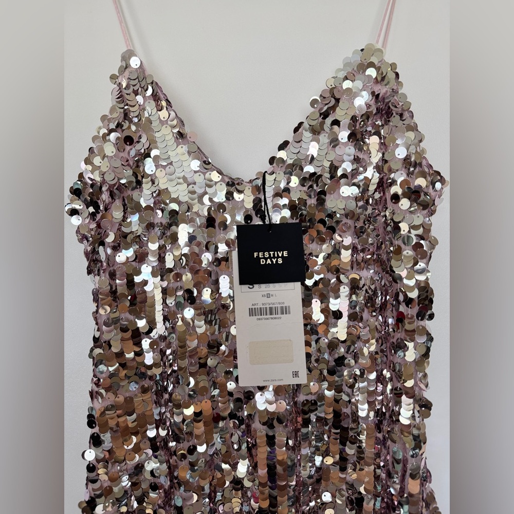 ZARA STRAPPY SEQUIN DRESS SIZE XS 9373/567 027/223 - Picture 5 of 13